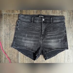 Express High Rise Black Faded Like New Shorts Size 12